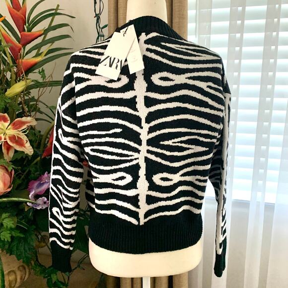 Zara Pizza Zebra Stripe Jacquard Knit Sweater - Picture 9 of 13